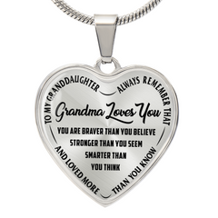 Grandma Loves You Granddaughter - Personalized Heart Necklace