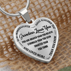 Grandma Loves You Granddaughter - Personalized Heart Necklace