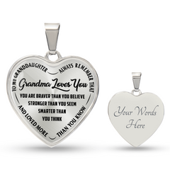 Grandma Loves You Granddaughter - Personalized Heart Necklace
