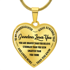 Grandma Loves You Granddaughter - Personalized Heart Necklace