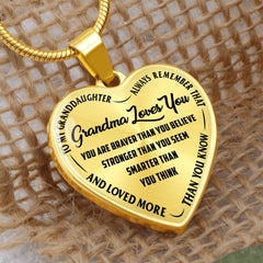 Grandma Loves You Granddaughter - Personalized Heart Necklace