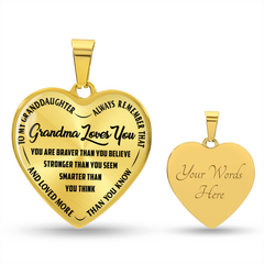 Grandma Loves You Granddaughter - Personalized Heart Necklace